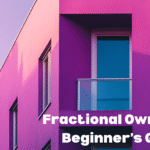 Modern pink building with balcony and large window under a clear purple sky, with text "Fractional Ownership Beginner’s Guide".