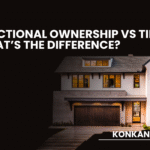 Modern house with warm lighting under the title "Fractional Ownership vs Timeshare: What’s the Difference?" and the brand name "Konkan Dream".